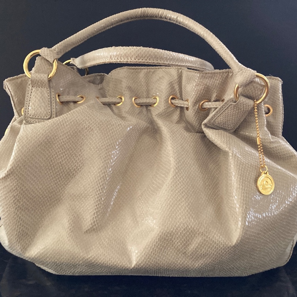 Big Buddha Snake Embossed Double Handle Satchel/Pale Green/NEW/NEVER USED!